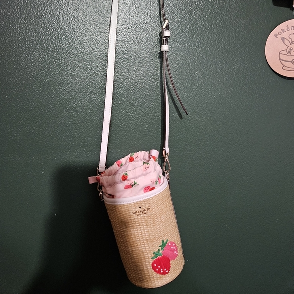 Kate Spade Straw Crossbody Bag with Strawberry Embroidery - Picture 2 of 4